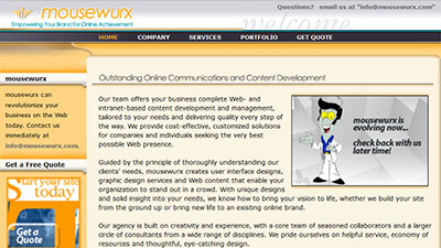 mousewurx website phase I 2005